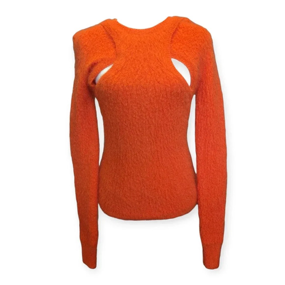 New Isabel Marant Cut Out Sweater Orange Mohair Trendy Influencer XL - Picture 10 of 13